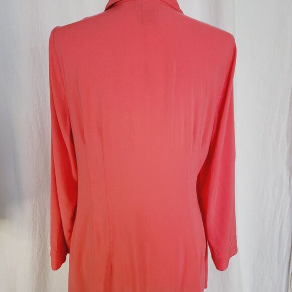 Soft Surroundings Coral Asymmetrical Button-Front Tunic Top Long Sleeve Size L - Picture 6 of 8